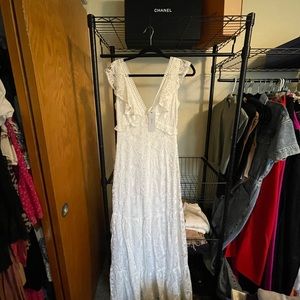 Lace Maxi Dress White Size Small